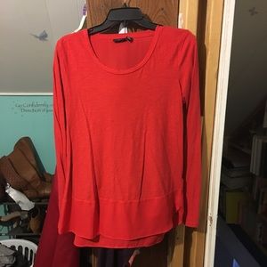 Red long sleeve shirt with sheer back